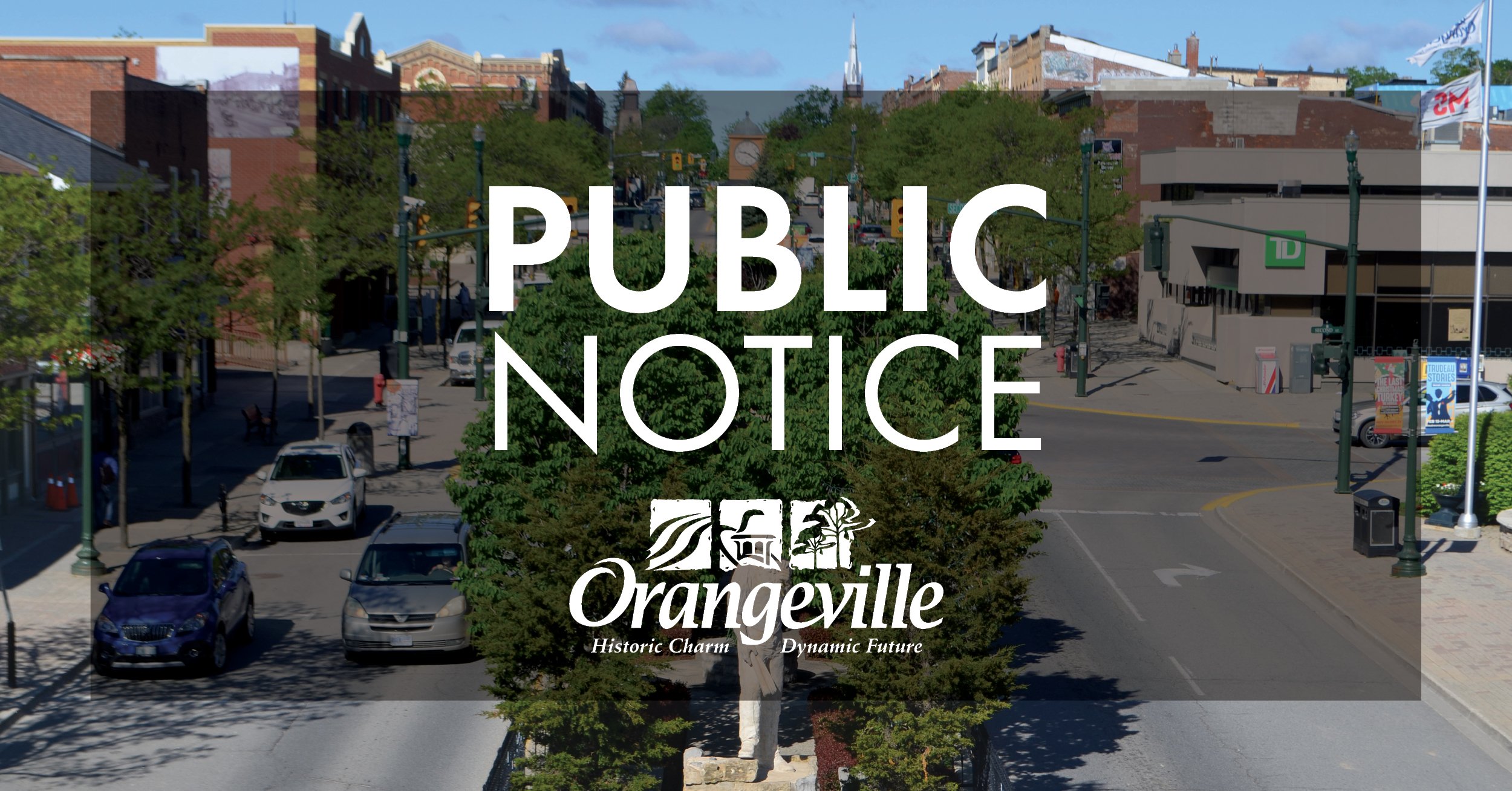 Public Notice text over photograph of street